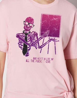 Pink Skeleton Teacher Here's All The Fucks I Give T Shirt