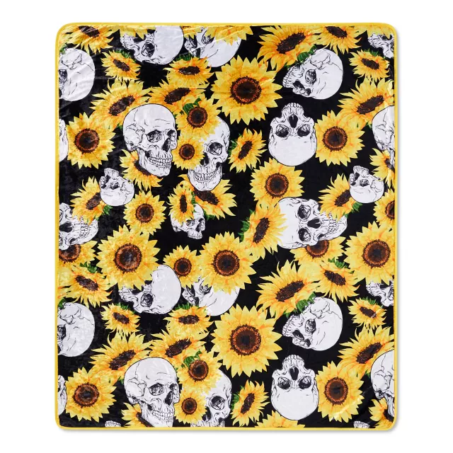 Sunflower Skull Fleece Blanket at Spencer's