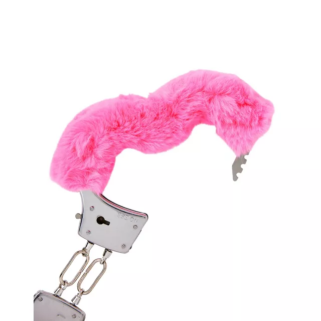 Hot Pink Furry Handcuffs - Pleasure Bound at Spencer's