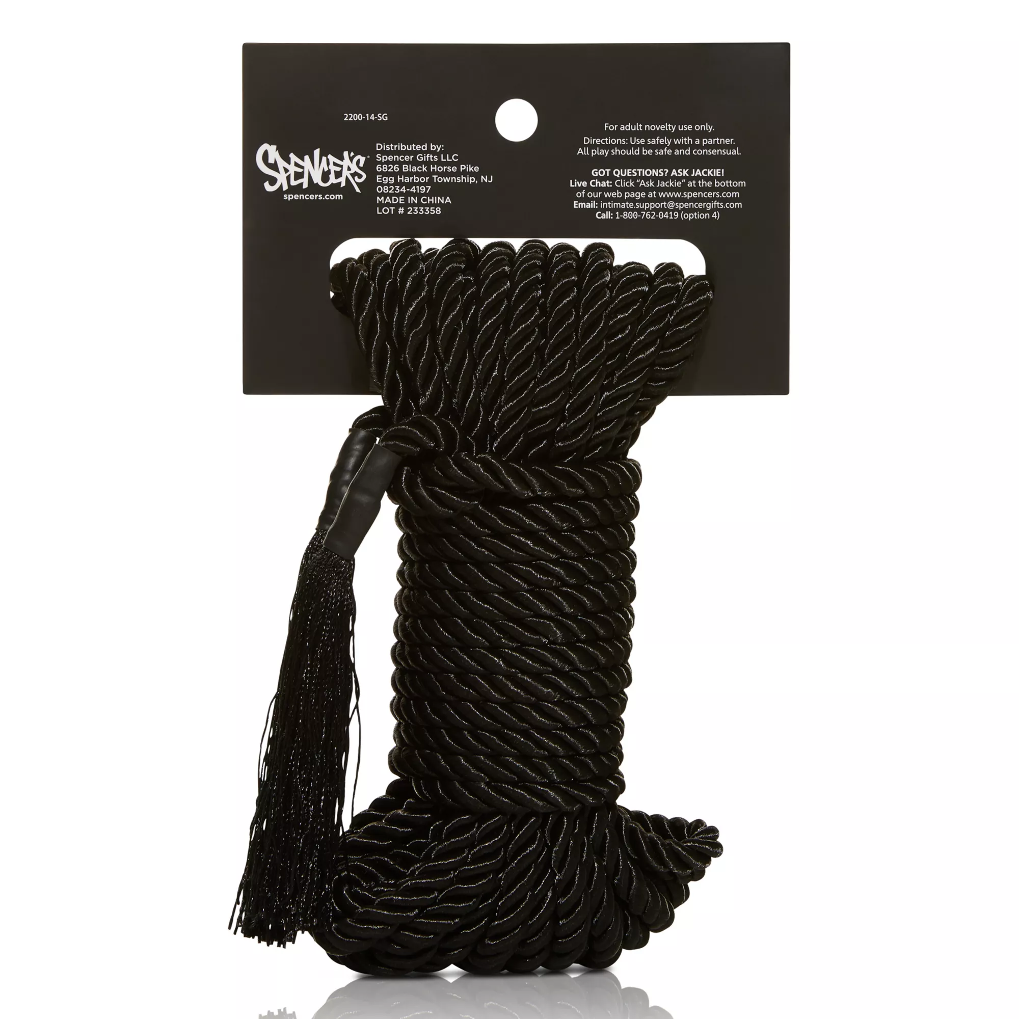 Silky Shackles Bondage Rope Black - Pleasure Bound at Spencer's