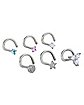 Multi-Pack CZ Moon and Star Screw Nose Rings 6 Pack - 18 Gauge
