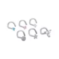 Multi-Pack CZ Moon and Star Screw Nose Rings 6 Pack - 18 Gauge at Spencer's