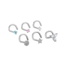 Multi-Pack CZ Moon and Star Screw Nose Rings 6 Pack - 18 Gauge at Spencer's