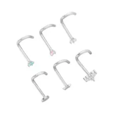 Multi-Pack CZ Moon and Star Screw Nose Rings 6 Pack - 18 Gauge at Spencer's