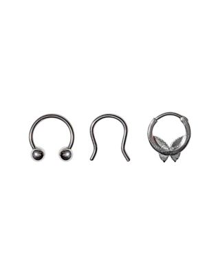 Multi-Pack Butterfly Horseshoe Rings 3 Pack - 16 Gauge