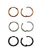 Silvertone Rose Gold and Black Huggie Hoop Earrings 3 Pack - 18 Gauge