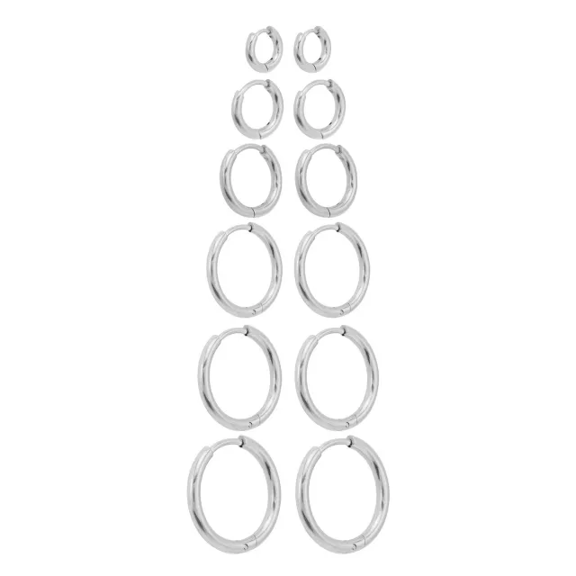 Silvertone Huggie Hoop Earrings - 6 Pair at Spencer's