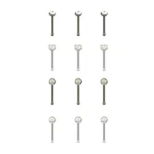 Multi-Pack Silvertone and Black CZ Pronged Nose Pins 12 Pack - 20 Gauge at Spencer's