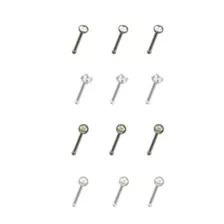 Multi-Pack Silvertone and Black CZ Pronged Nose Pins 12 Pack - 20 Gauge at Spencer's
