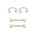 Multi-Pack Aurora Borealis Effect Heart Horseshoe Rings and Barbells 2 Pair - 14 Gauge at Spencer's
