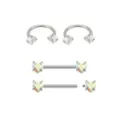Multi-Pack Aurora Borealis Effect Heart Horseshoe Rings and Barbells 2 Pair - 14 Gauge at Spencer's