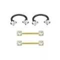 Multi-Pack Goldtone and Black Horseshoe Rings and Nipple Barbells 4 Pack - 14 Gauge at Spencer's