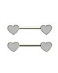 Silvertone Heart Nipple Barbells - 14 Gauge