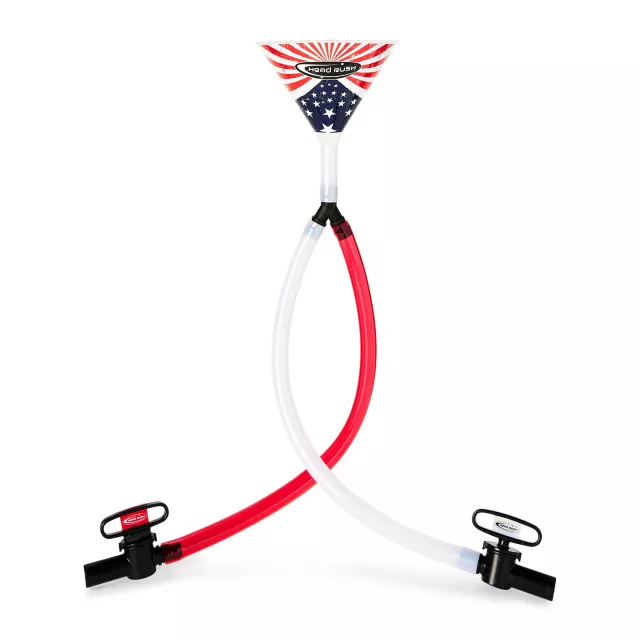 USA Double Header Beer Bong - 32 Inch Red White and Blue at Spencer's