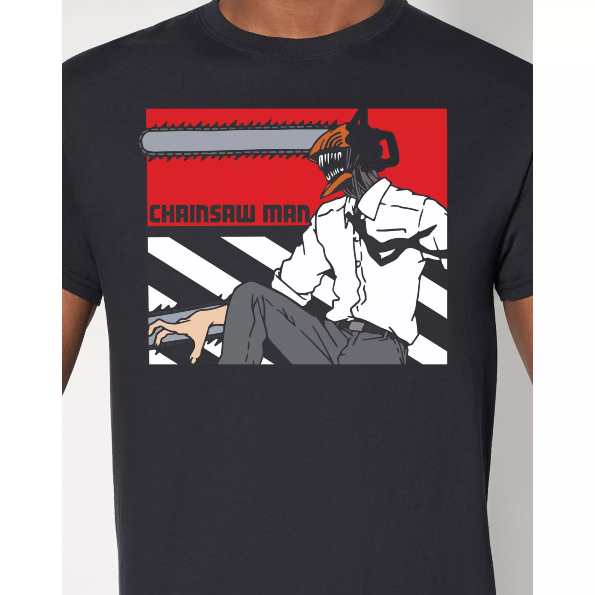 Black and Red Chainsaw Man T Shirt at Spencer's