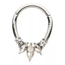 Flower Petal CZ Hinged Septum Ring - 16 Gauge at Spencer's