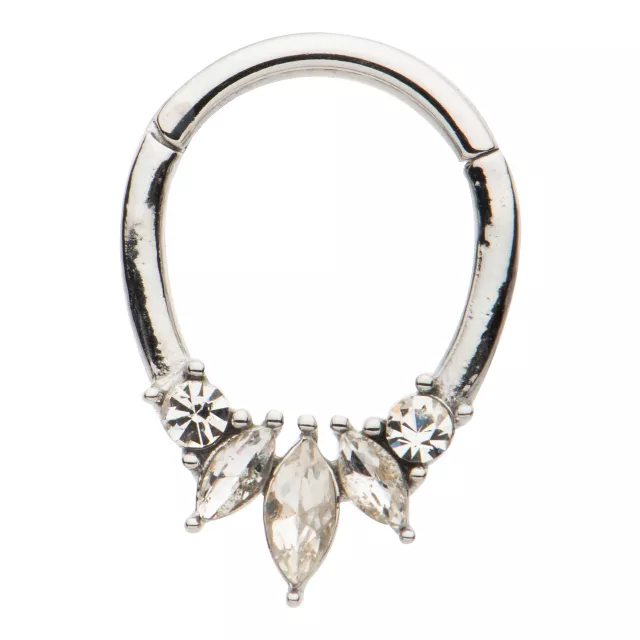 Flower Petal CZ Hinged Septum Ring - 16 Gauge at Spencer's