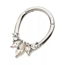 Flower Petal CZ Hinged Septum Ring - 16 Gauge at Spencer's
