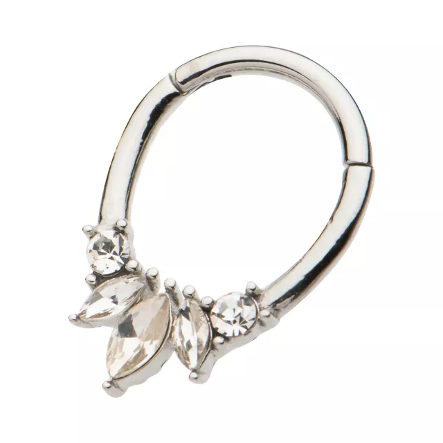 Flower Petal CZ Hinged Septum Ring - 16 Gauge at Spencer's