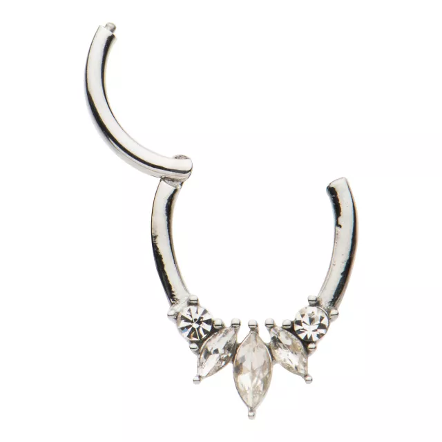 Flower Petal CZ Hinged Septum Ring - 16 Gauge at Spencer's