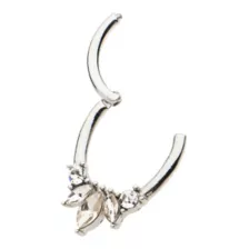 Flower Petal CZ Hinged Septum Ring - 16 Gauge at Spencer's