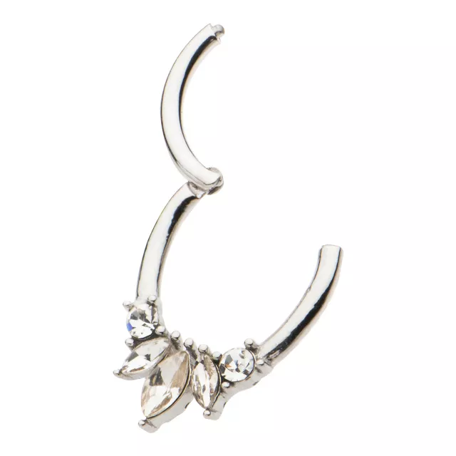 Flower Petal CZ Hinged Septum Ring - 16 Gauge at Spencer's