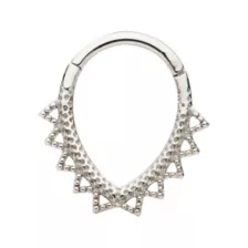 Silvertone Oval Spike Septum Ring - 16 Gauge at Spencer's