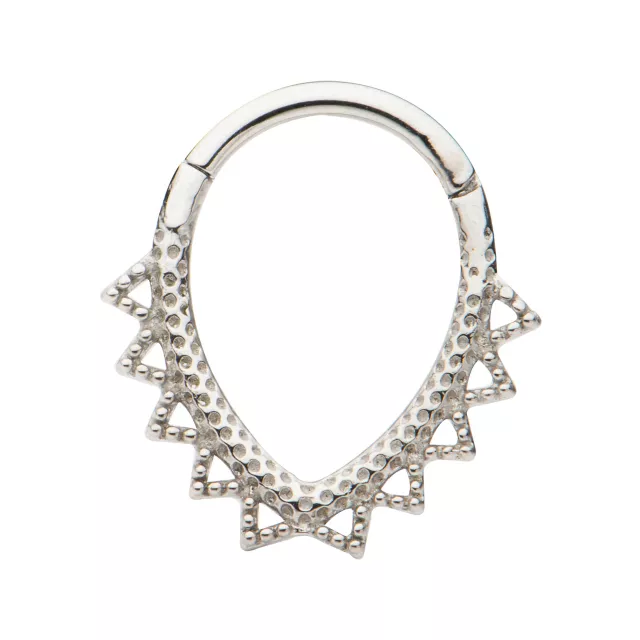 Silvertone Oval Spike Septum Ring - 16 Gauge at Spencer's