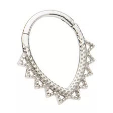Silvertone Oval Spike Septum Ring - 16 Gauge at Spencer's
