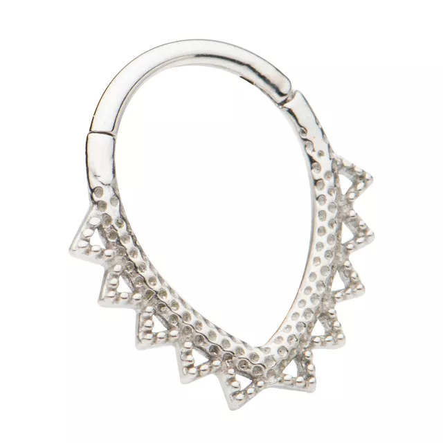 Silvertone Oval Spike Septum Ring - 16 Gauge at Spencer's