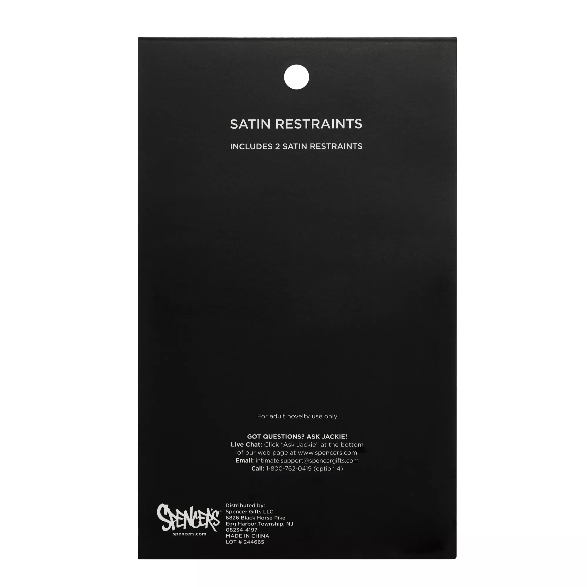 Black Satin Restraints at Spencer's