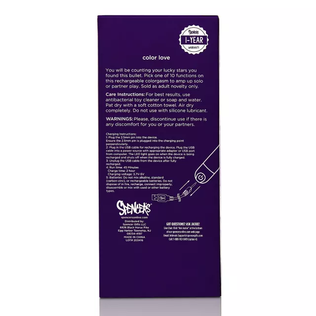 Color Love 10-Function Rechargeable Waterproof Bullet Vibrator 3.1 Inch - Hott Love at Spencer's