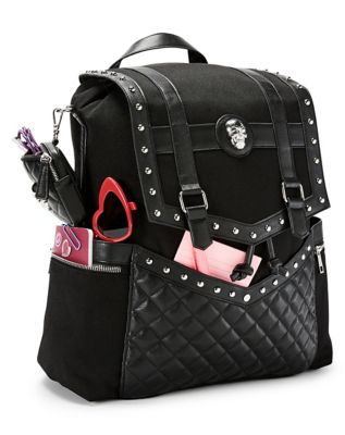 Black Studded Skull Rucksack Backpack