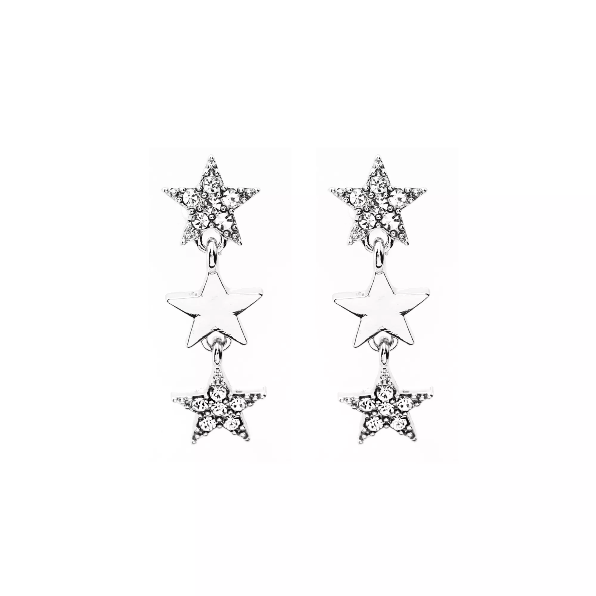 CZ Three Star Dangle Earrings- 20 Gauge at Spencer's