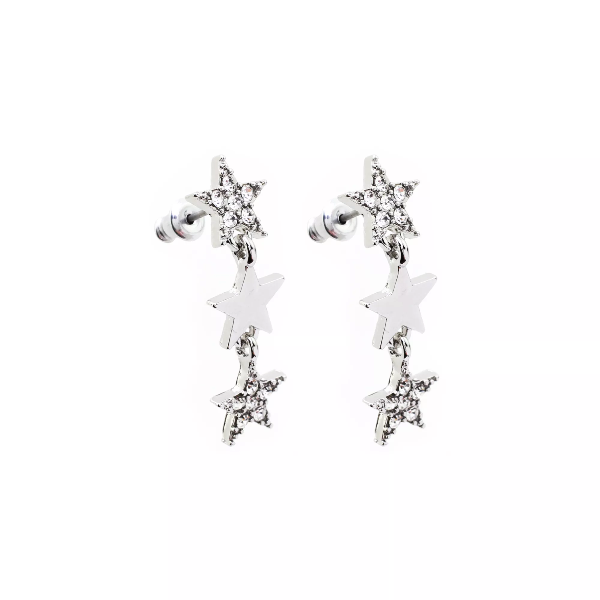 CZ Three Star Dangle Earrings- 20 Gauge at Spencer's