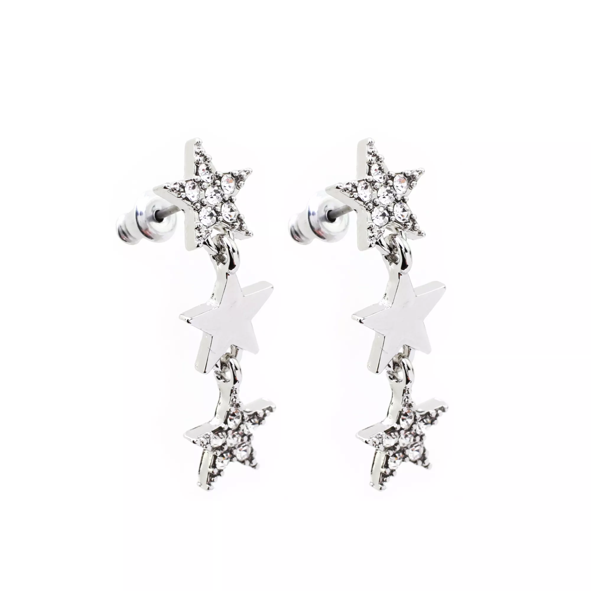 CZ Three Star Dangle Earrings- 20 Gauge at Spencer's