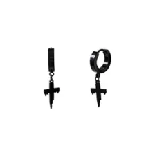 Black Drip Cross Hoop Dangle Earrings at Spencer's