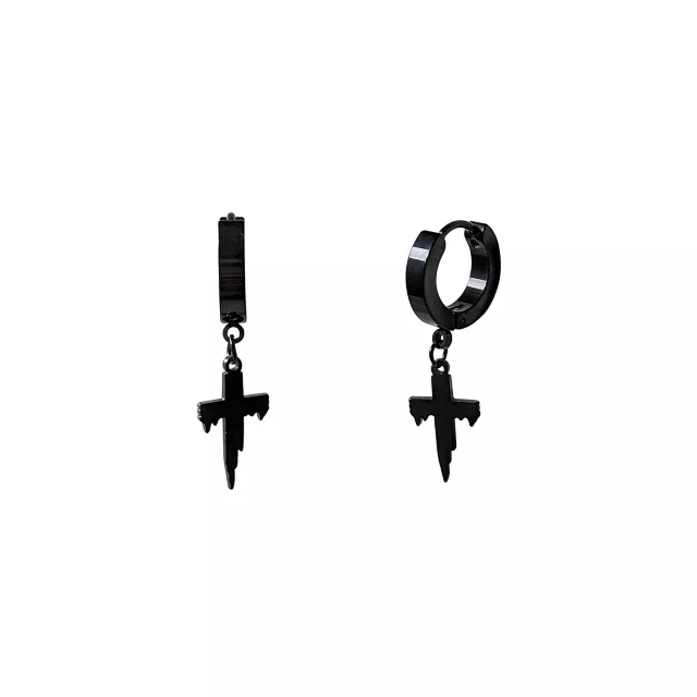 Black Drip Cross Hoop Dangle Earrings at Spencer's