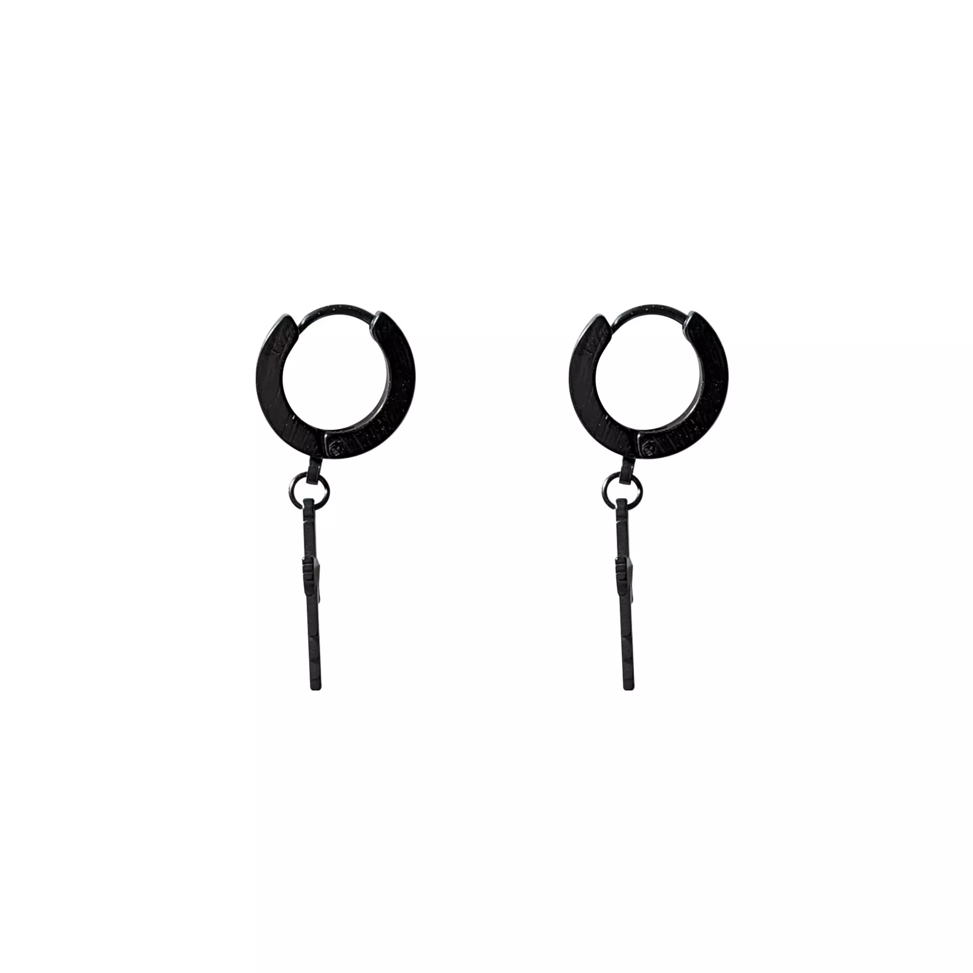 Black Drip Cross Hoop Dangle Earrings