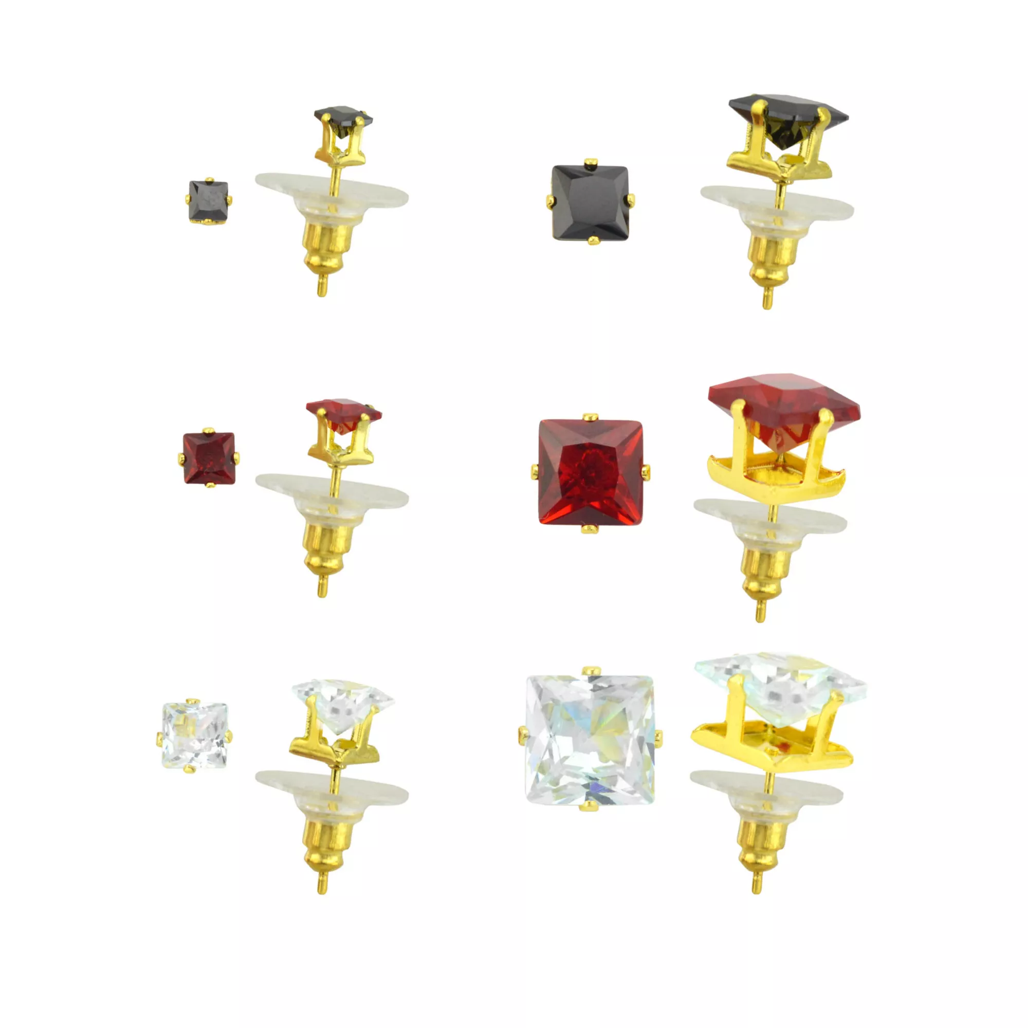 Multi-Pack Goldtone CZ Stud Earrings - 6 Pair at Spencer's