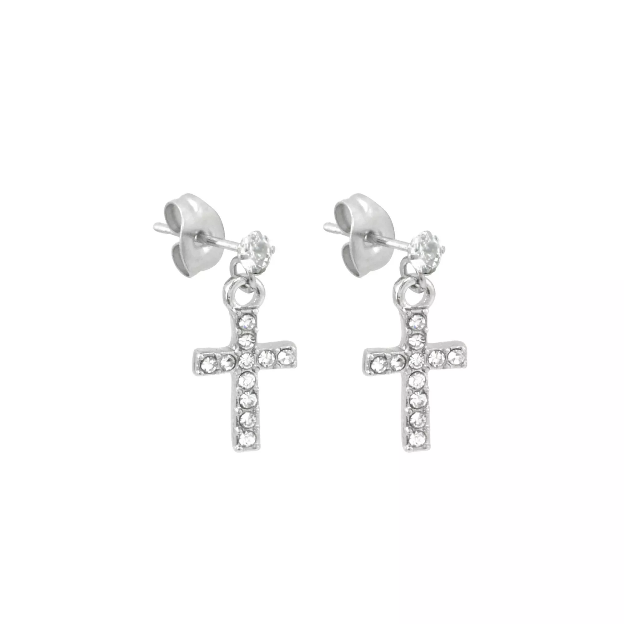 CZ Cross Stud Dangle Earrings at Spencer's