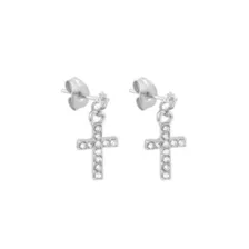 CZ Cross Stud Dangle Earrings at Spencer's