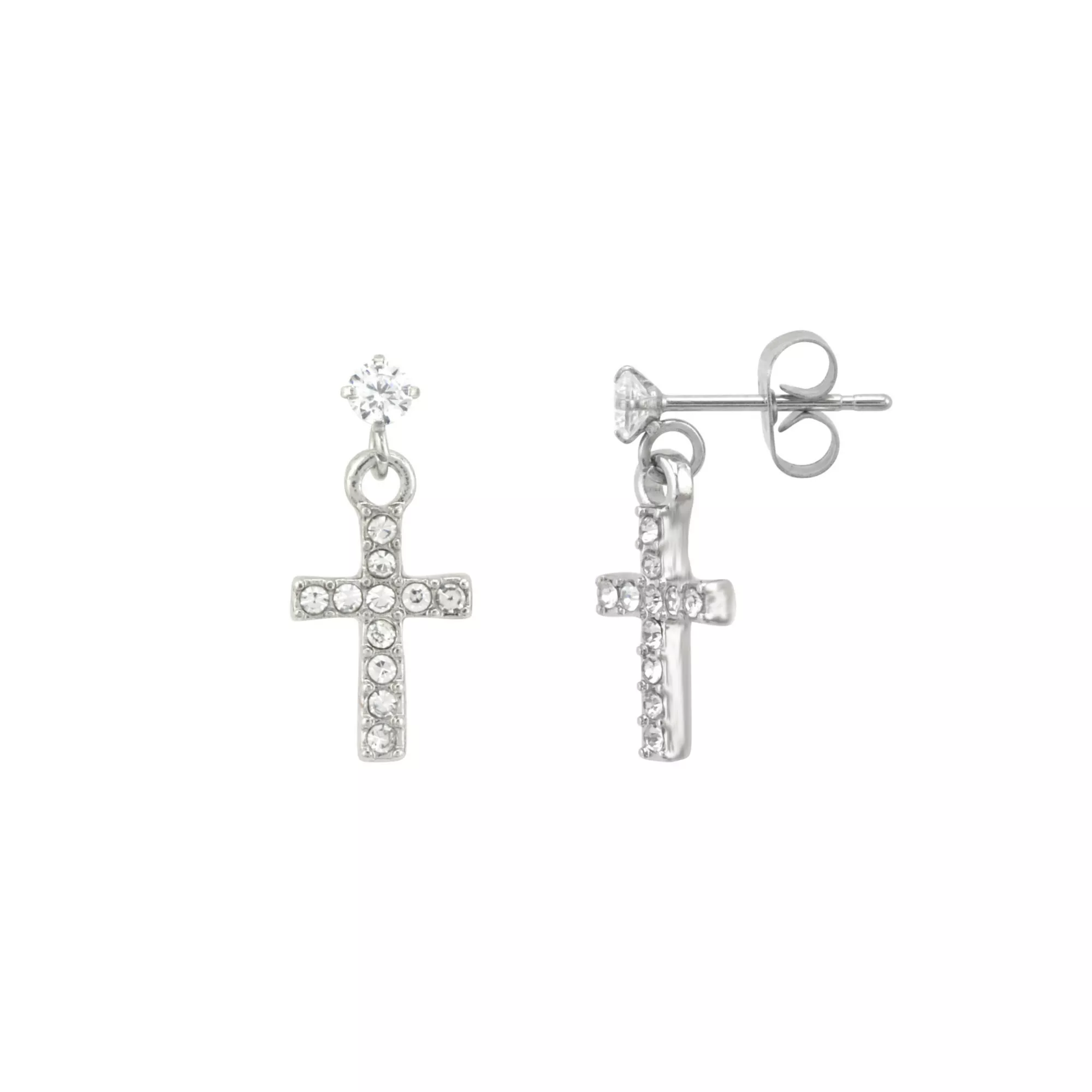 CZ Cross Stud Dangle Earrings at Spencer's