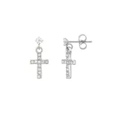 CZ Cross Stud Dangle Earrings at Spencer's