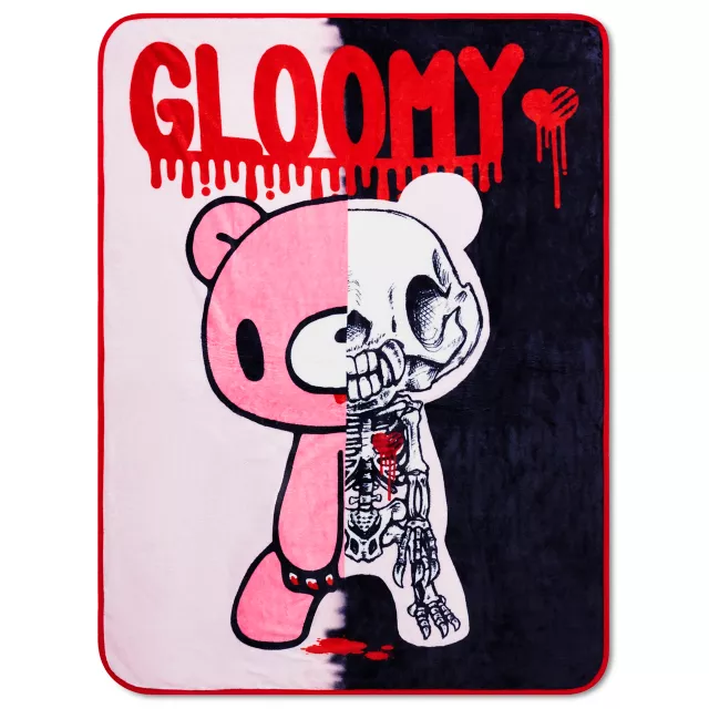 Gloomy Bear Skeleton Fleece Blanket at Spencer's