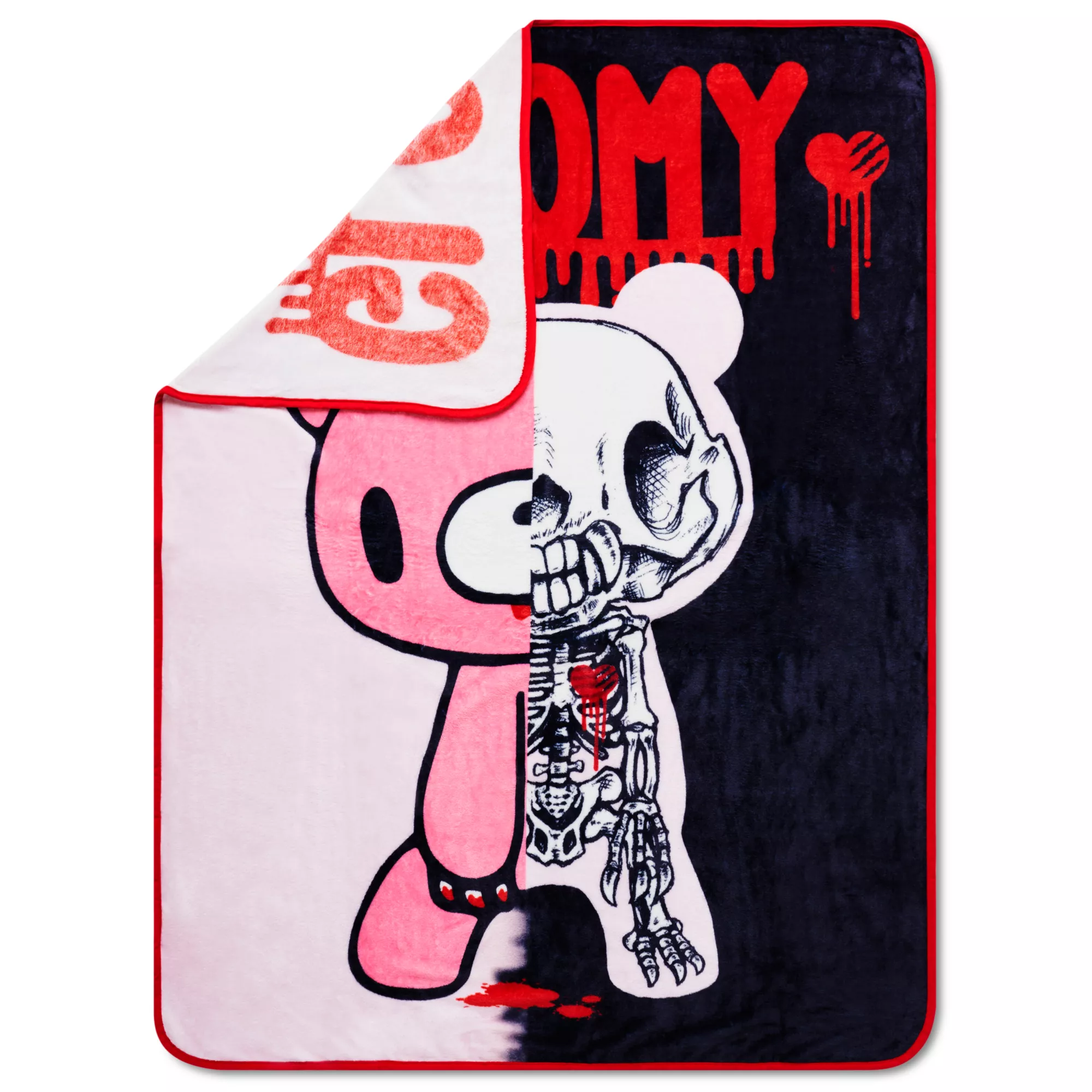 Gloomy Bear Skeleton Fleece Blanket at Spencer's