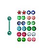 Barbell with Multi-Color Smiley and Swirl Extra Balls - 14 Gauge