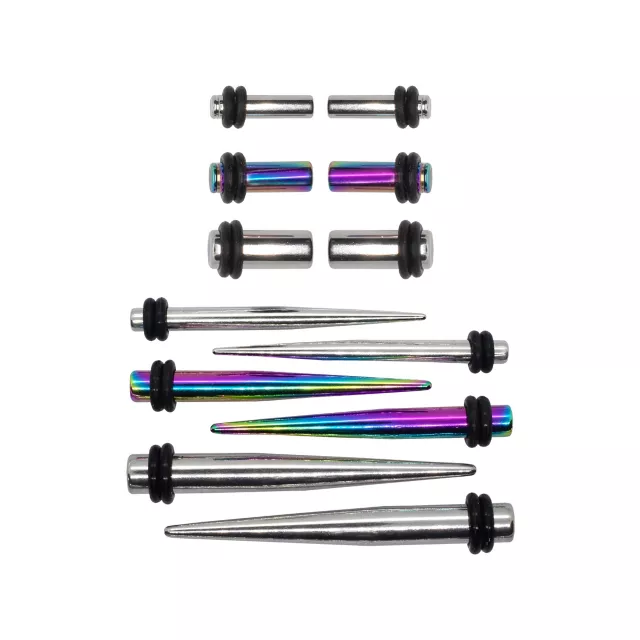 Multi-Pack Silvertone and Rainbow Plugs and Tapers - 6 Pair at Spencer's