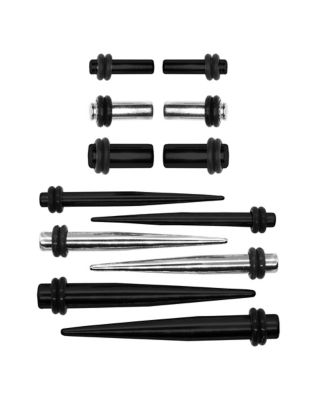 Multi-Pack Black and Silvertone Plugs and Tapers - 6 Pair