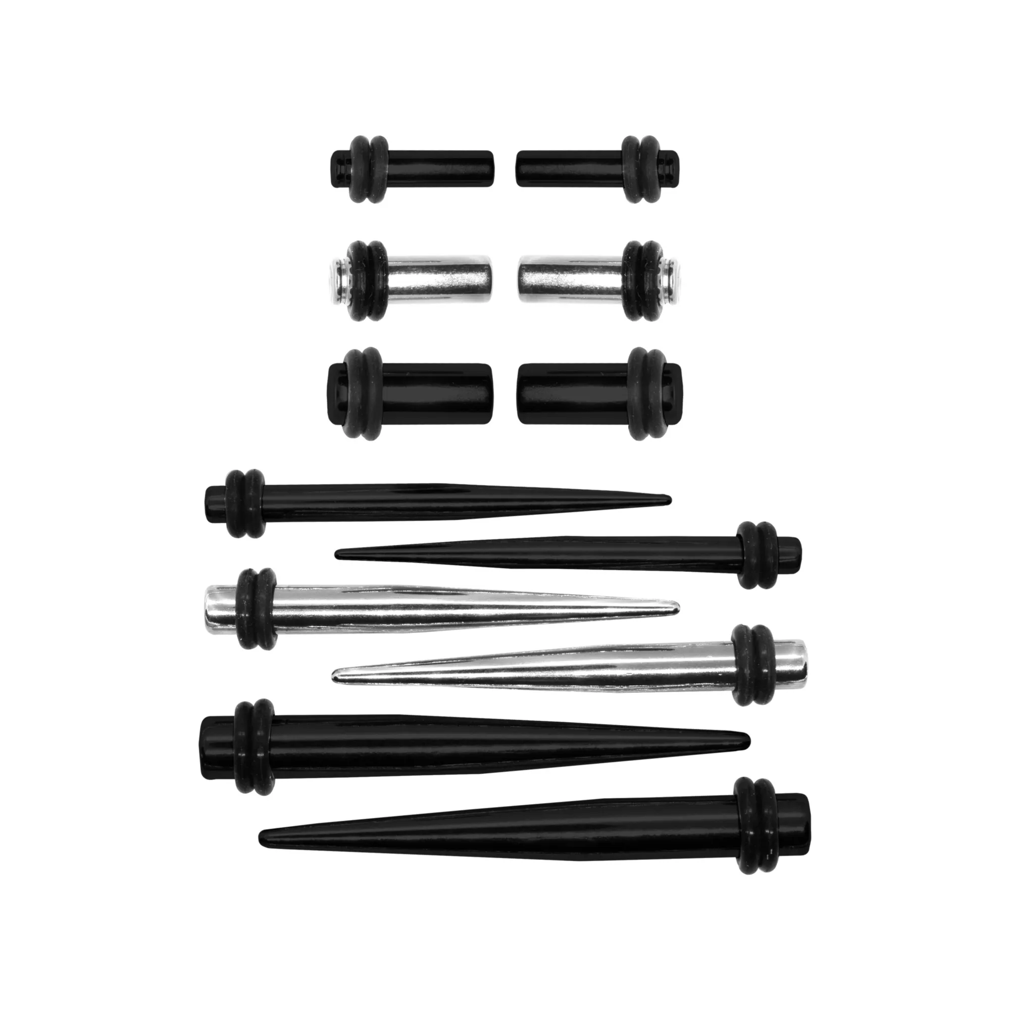 Multi-Pack Black and Silvertone Plugs and Tapers - 6 Pair at Spencer's